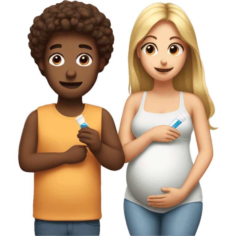 couple looking at pregnancy test emoji