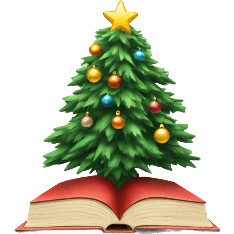 Christmas tree and book emoji