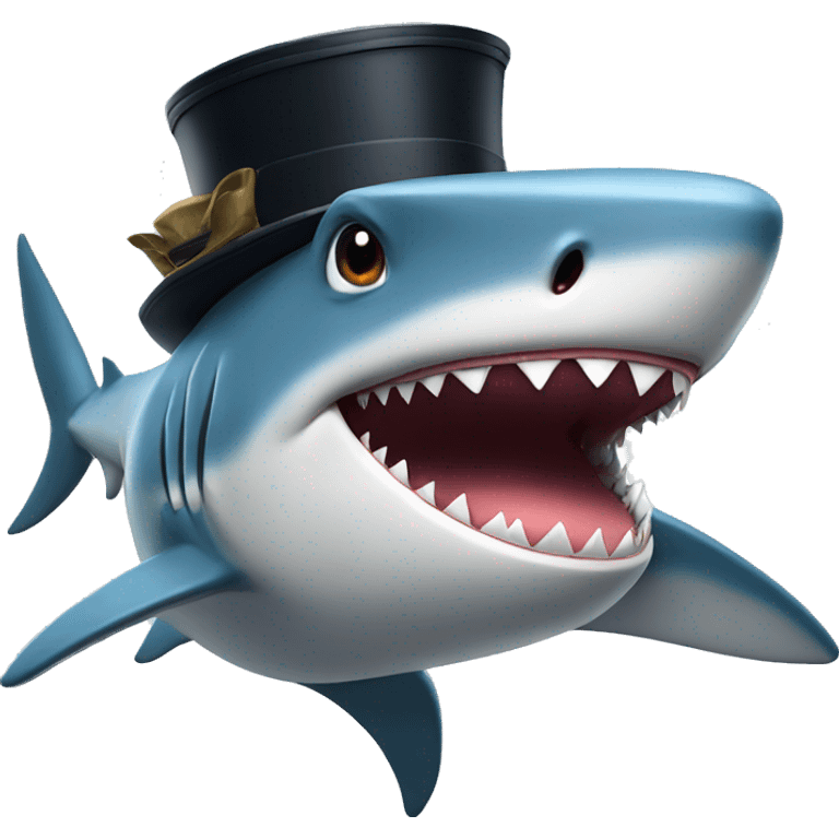 Shark with tophat emoji