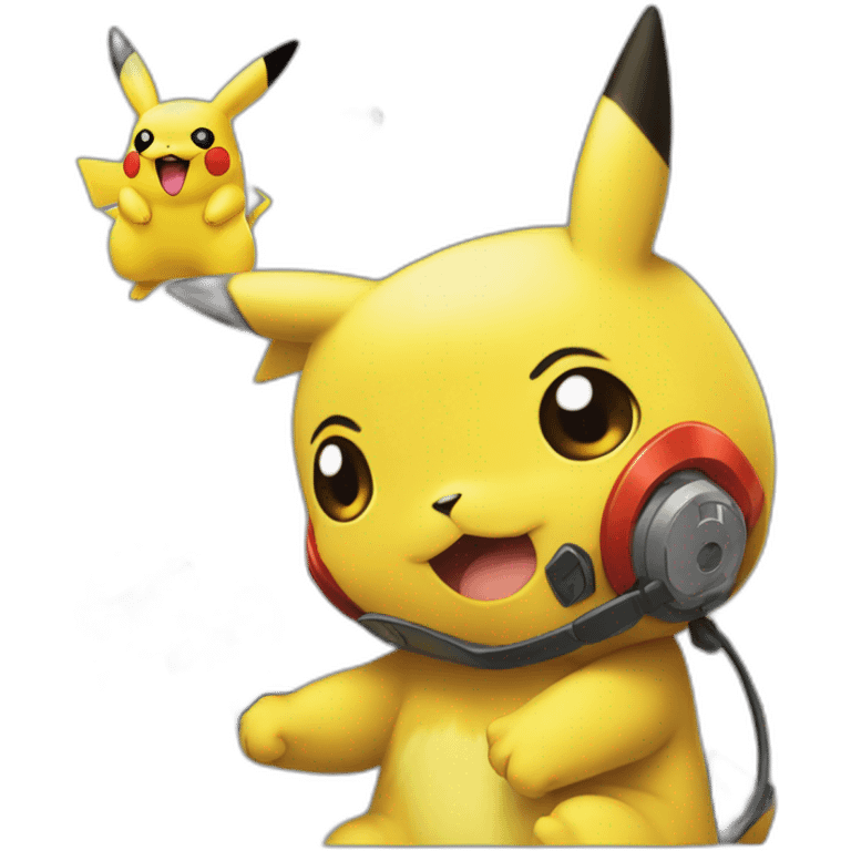 Pikachu et un gamer emoji