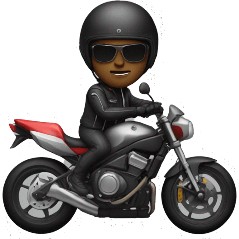 biker on a black sport bike with a full face helmet on emoji