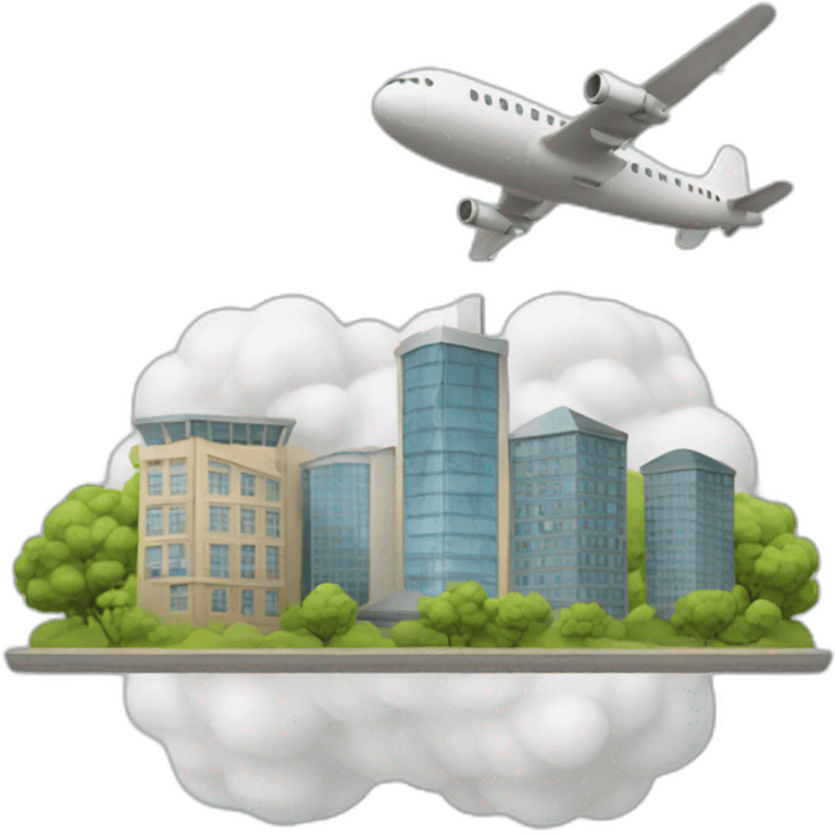 Plane and two buildings emoji