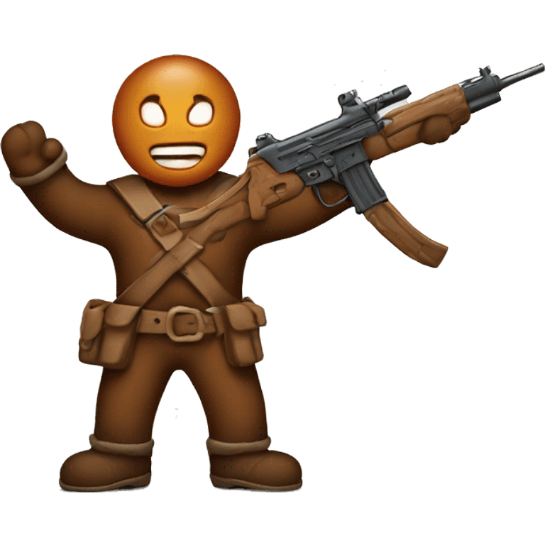 Full body evil ginger bread man with weapon emoji