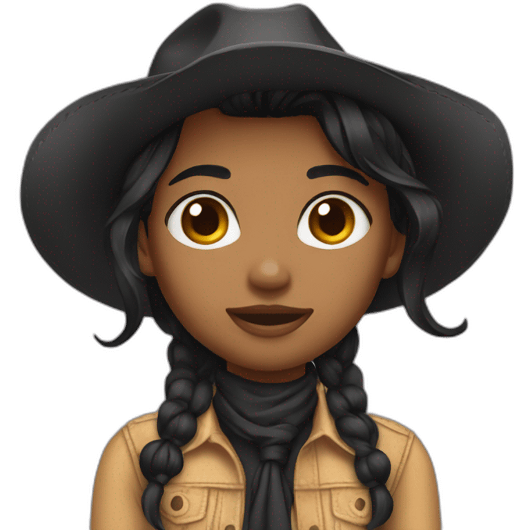 cowgirl straight black hair emoji