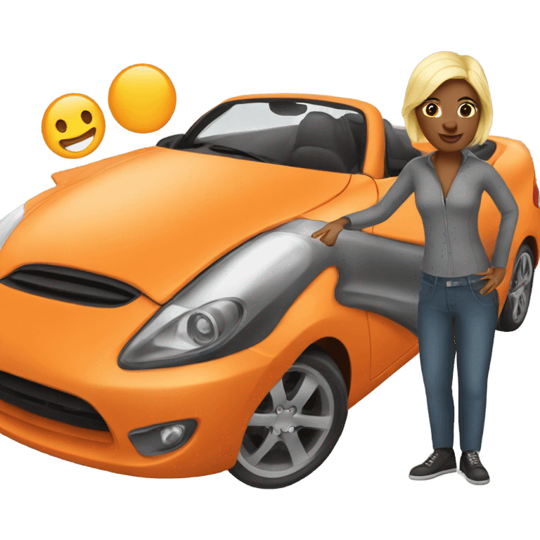 Lady in big orange car  emoji