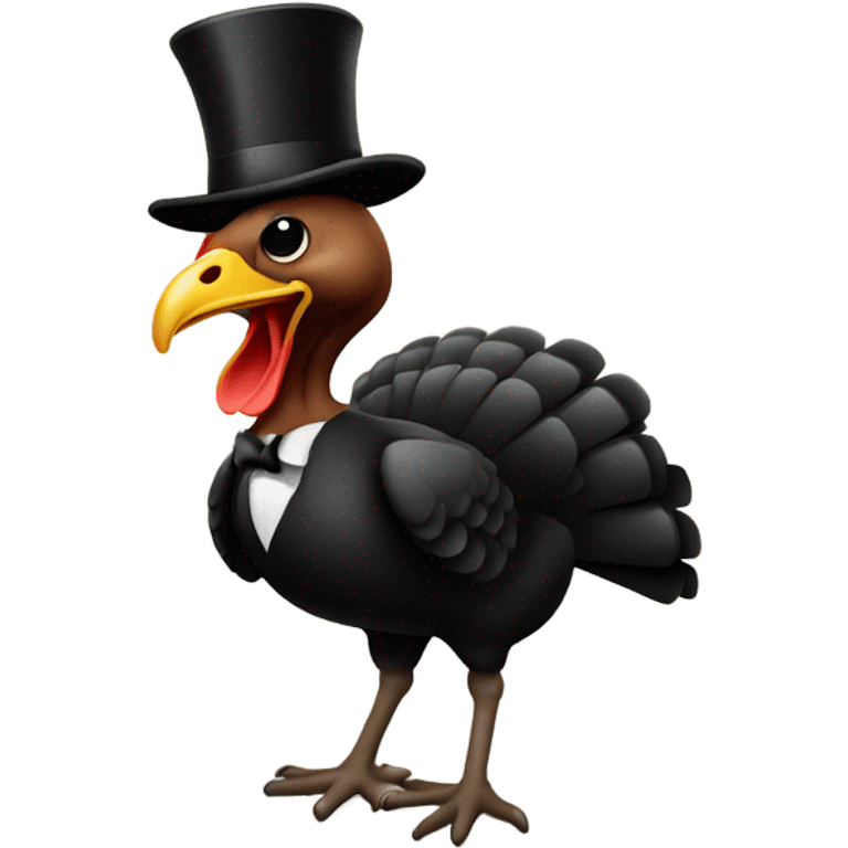 Turkey with black tie and top hat emoji