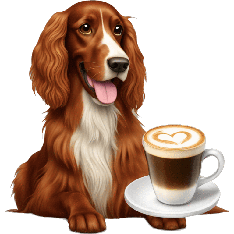 Happy Irish setter with cappuccino  emoji