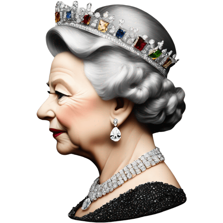 queen elizabeth side profile as a jewelled pendant emoji