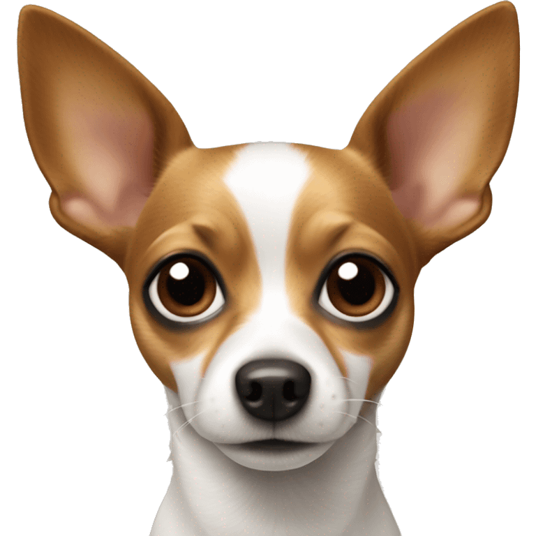 White and brown chihuahua jack Russel mix pointy ears  emoji