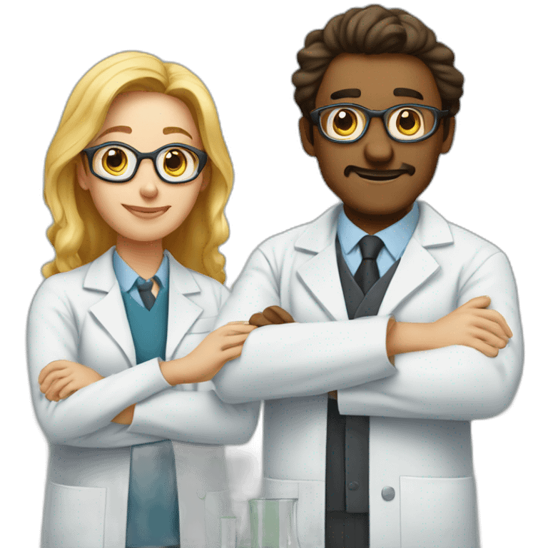 A pair of scientists in the middle of an experiment (one man and one woman) emoji