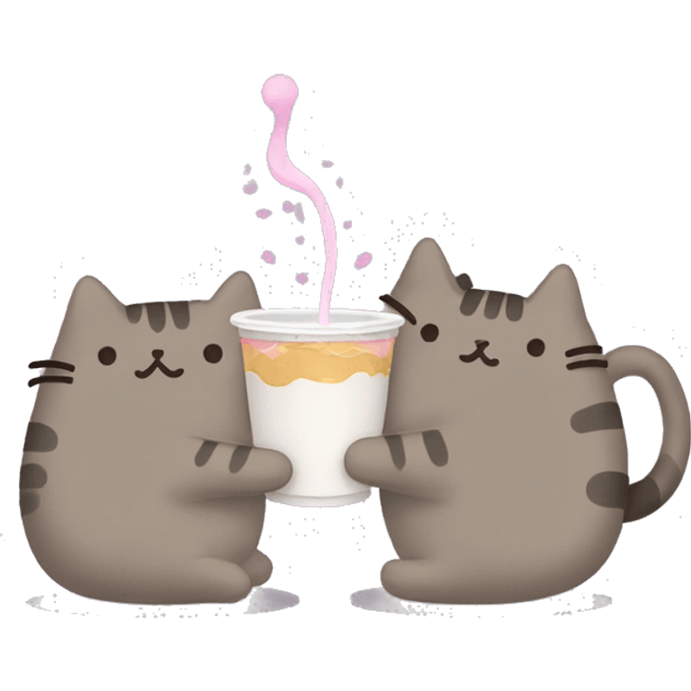 Pusheen drinking from double cup emoji