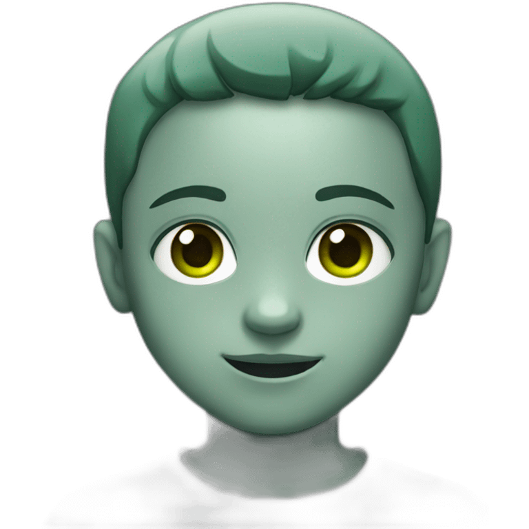 WhatsApp kid emoji with grey skin and green pupils emoji