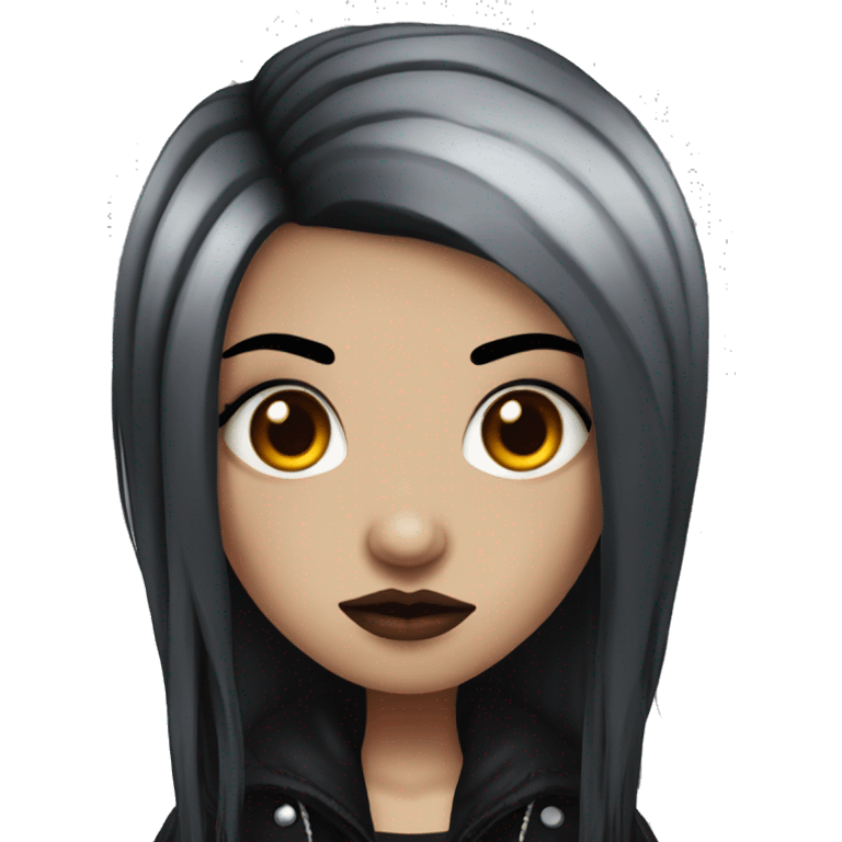 goth girl with black hair and red dyed roots-piercings and tattoos  emoji