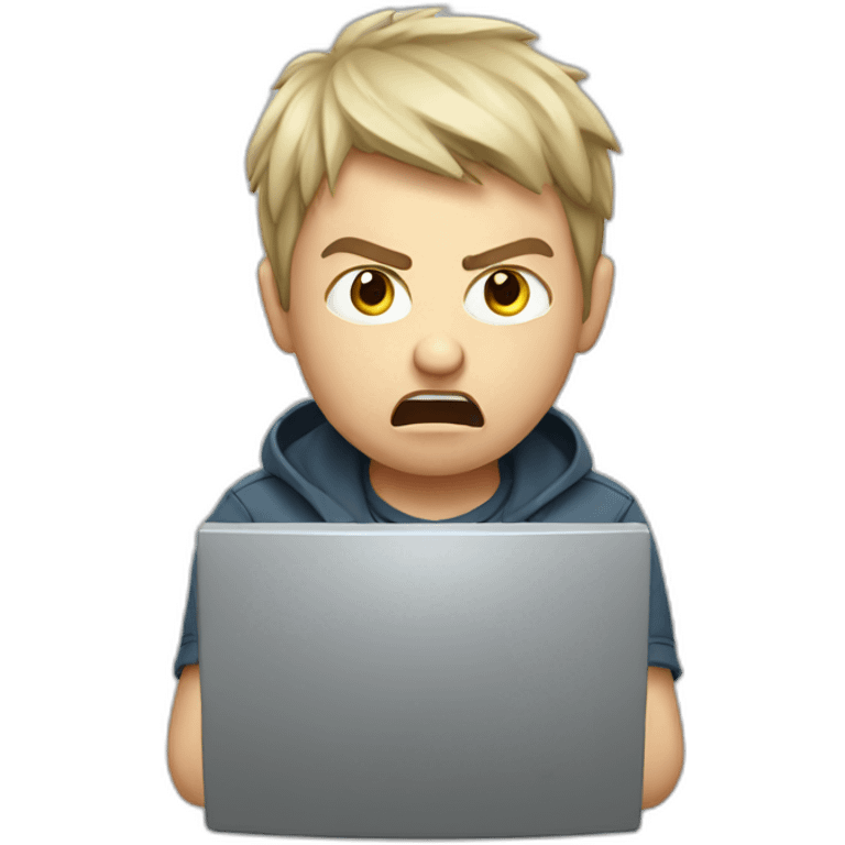 Angry russian boy with a computer emoji