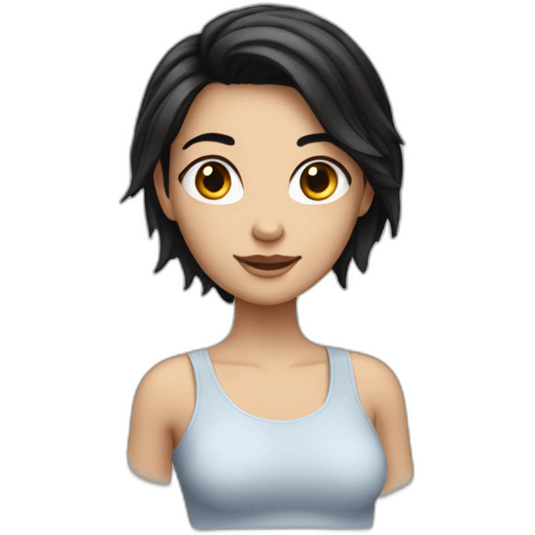 girl with fair skin black hair with glass emoji