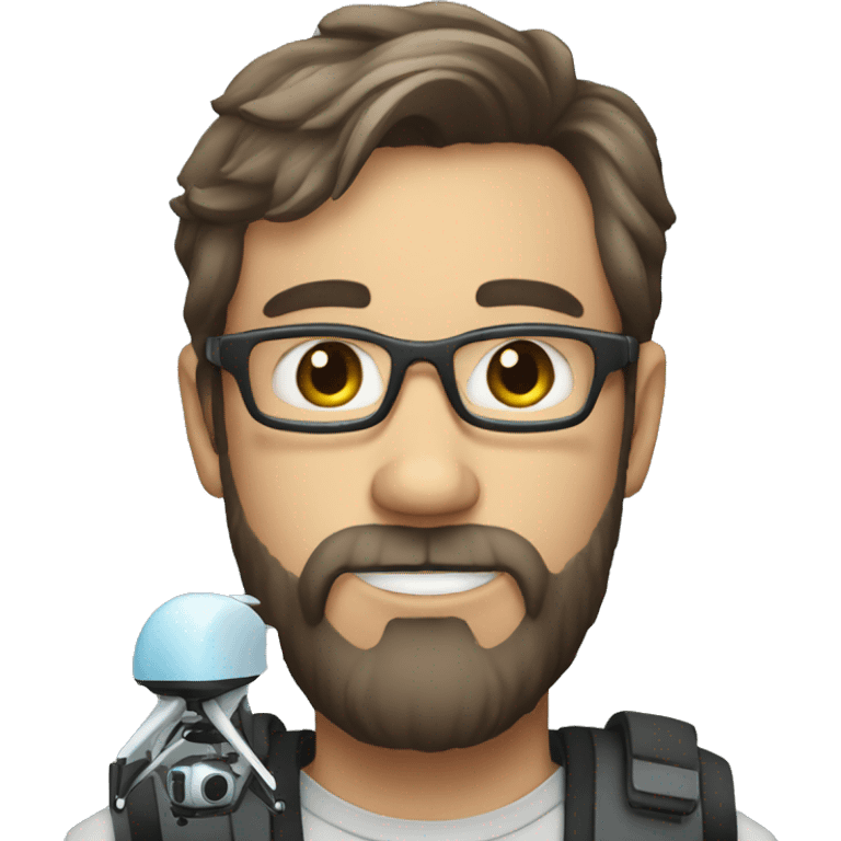 Australian man with a beard and a drone emoji