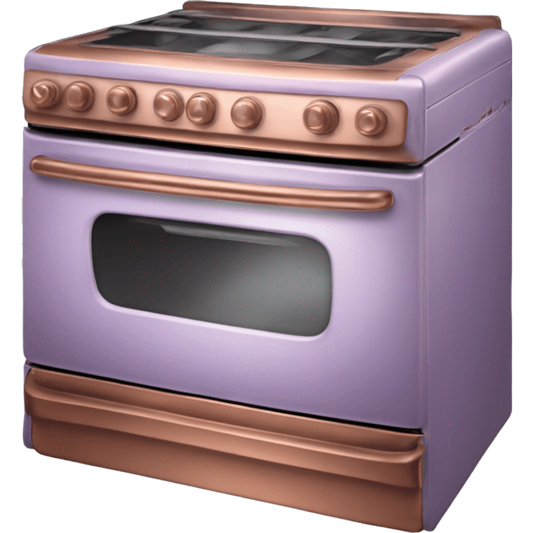 Realistic pastel purple and metallic copper vintage oven. emoji