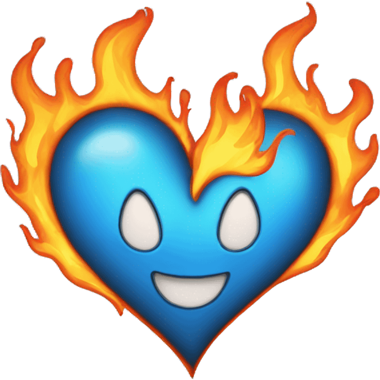 Blue heart with flames emoji