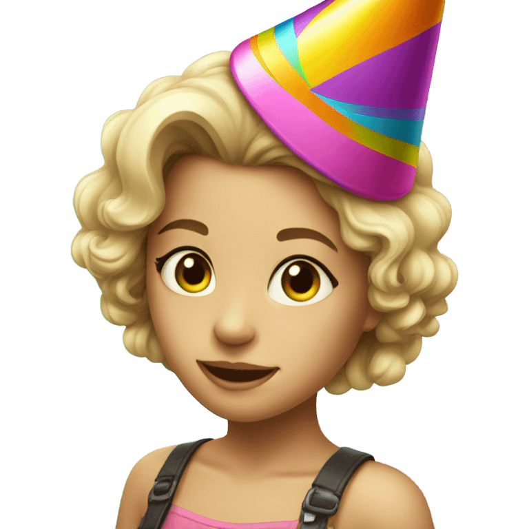 Girl with party hat emoji