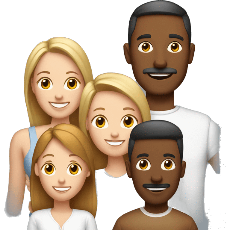 white mom, dad and 2 kids with a basenji emoji