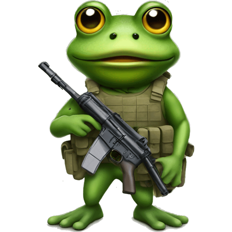 frog with gun in the army  emoji