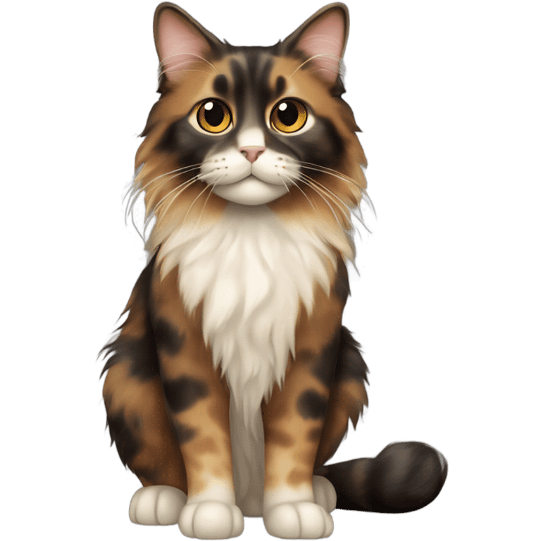 long haired mixed brown, light brown, black tortoiseshell efur cat whole body emoji