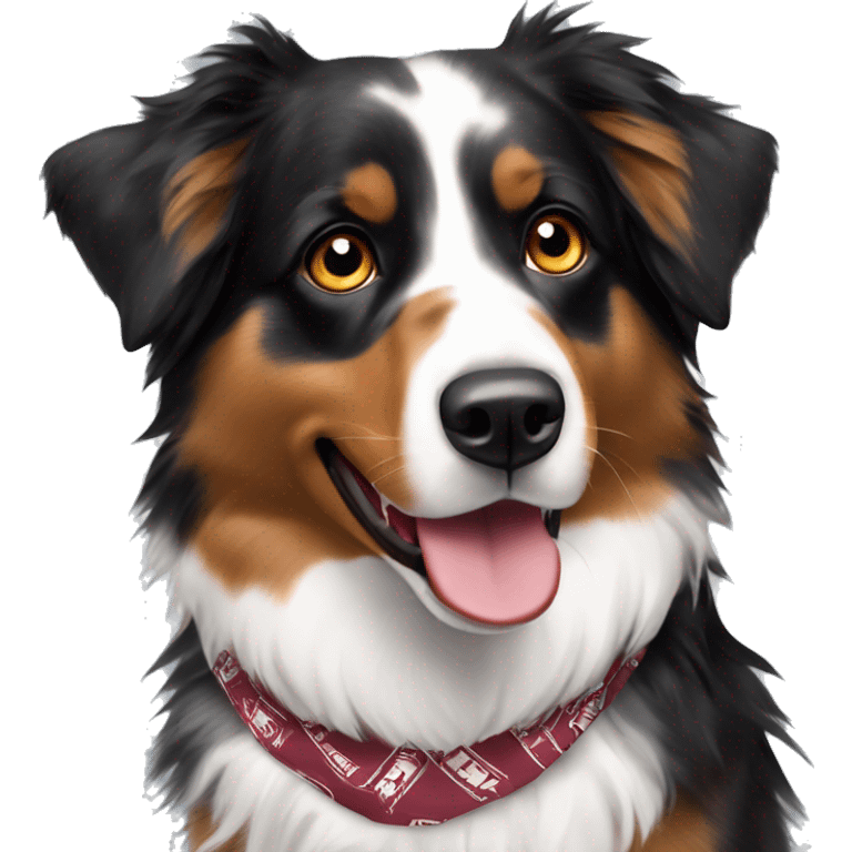 Australian Shepherd with virginia tech bandana emoji