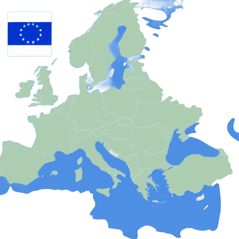 create a map of the schengen space with all the countries that are part in blue without the UK emoji