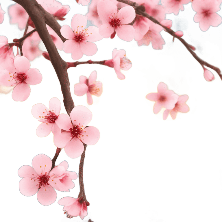 Cherry blossoms in Japan against the background of the sun emoji