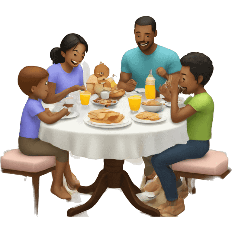 Family breakfast with baby by the table emoji