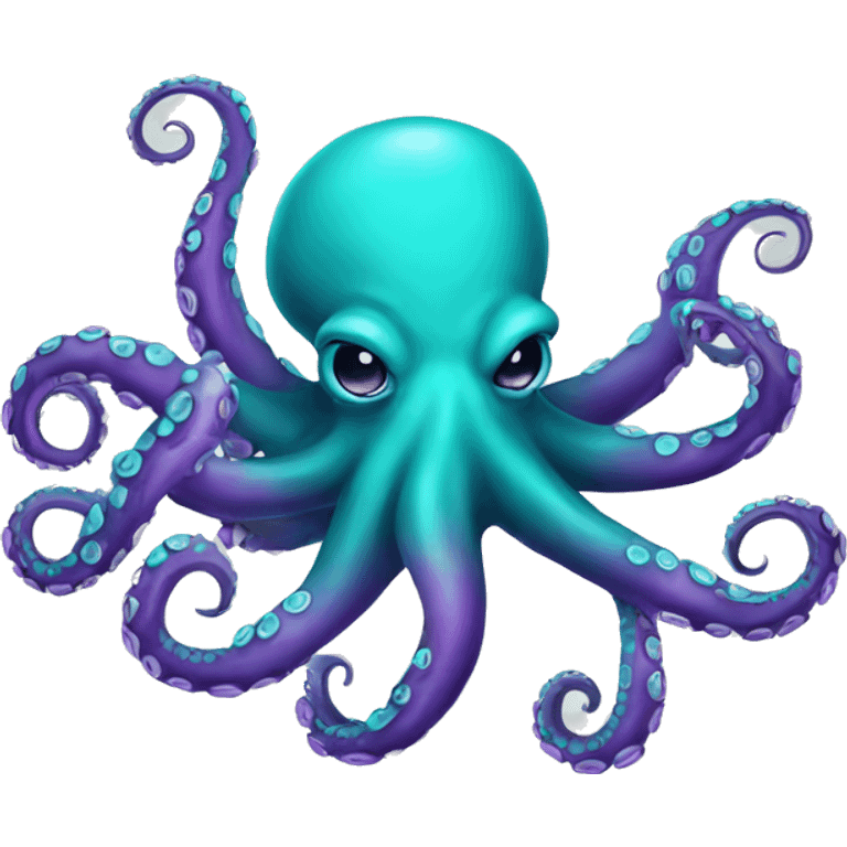 Purple & turquoise octopus   emoji