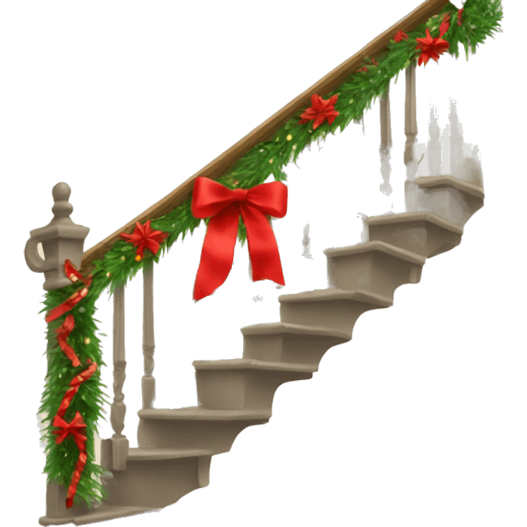 Staircase with Christmas garland and red bows emoji