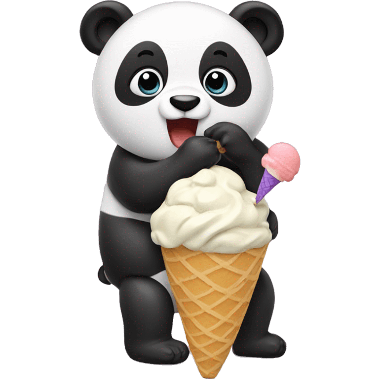 Panda eating ice cream emoji