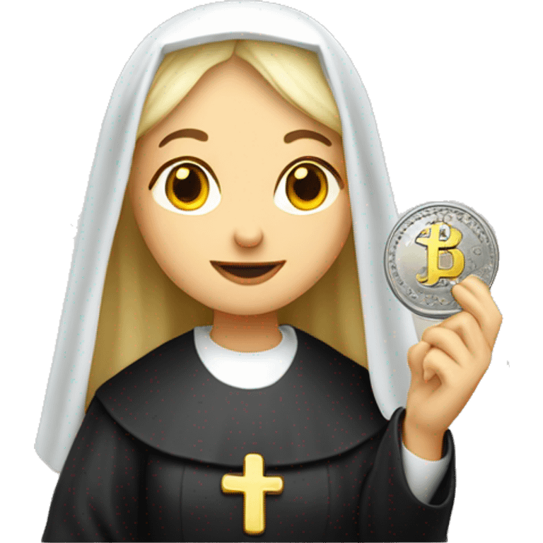 A blonde nun holding a dime 10c emoji