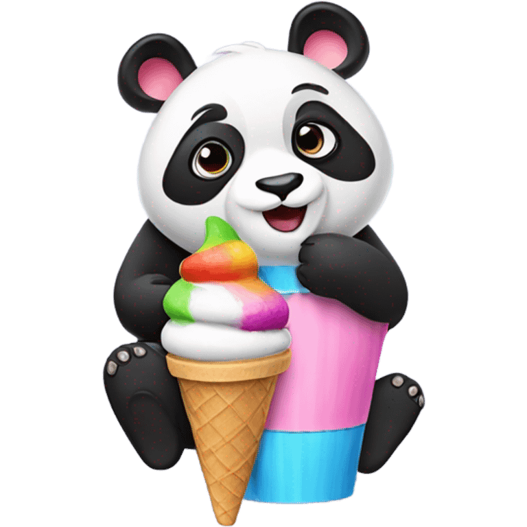 Panda eating ice cream emoji