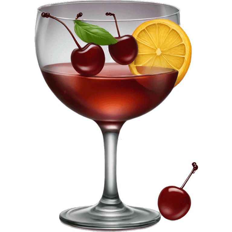 manhattan cocktail with a cherry on the glass emoji