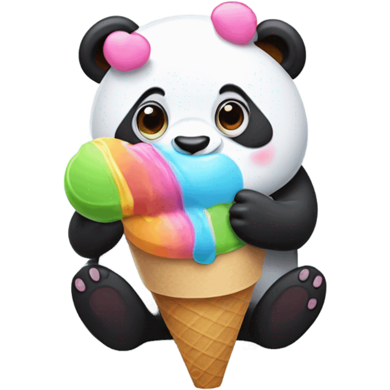 Panda eating ice cream emoji