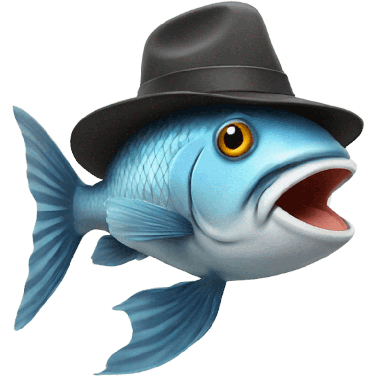 Fish wearing hat  emoji