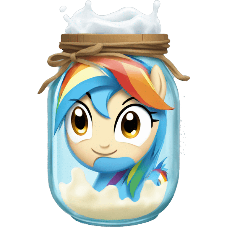 rainbow dash in a jar filled with milk emoji