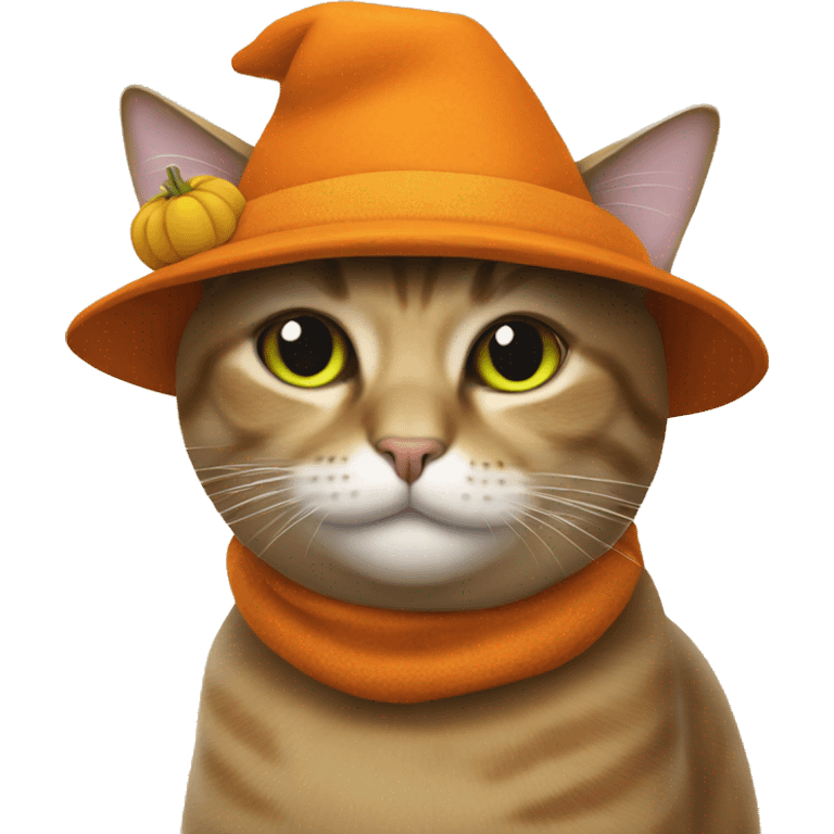 Cat with a pumpkin hat emoji