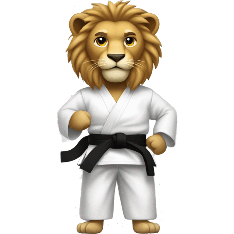 Lion with black belt and karate uniform  emoji