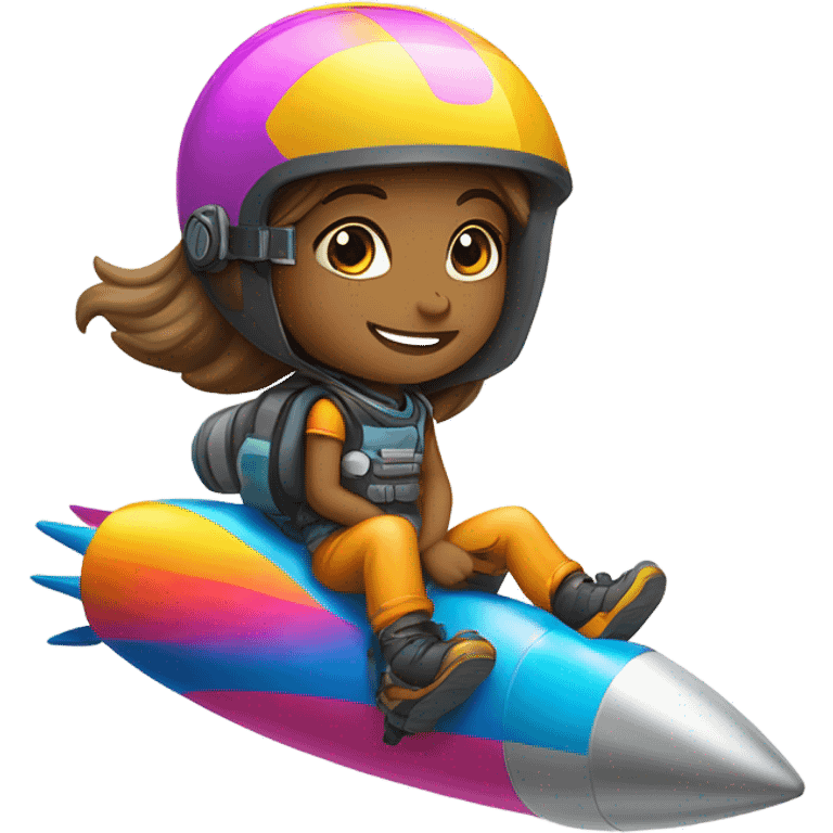 Girl riding a rocket  emoji