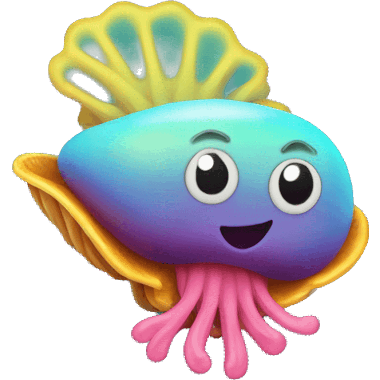 Neon mollusk with shell emoji