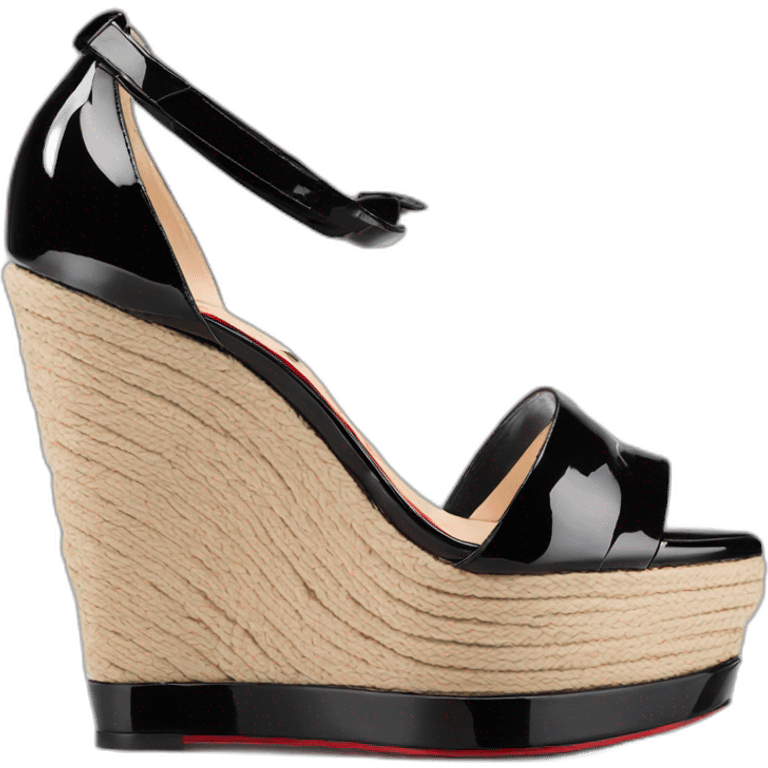 Platform wedges black louboutin sandal patent emoji