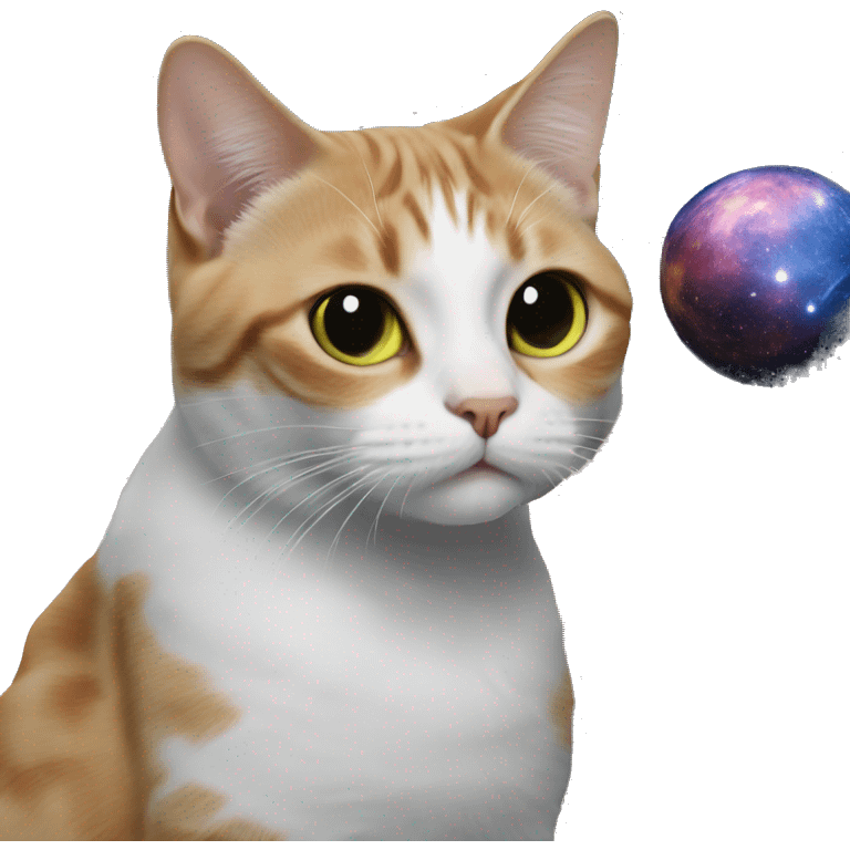 A cat in the background of space emoji