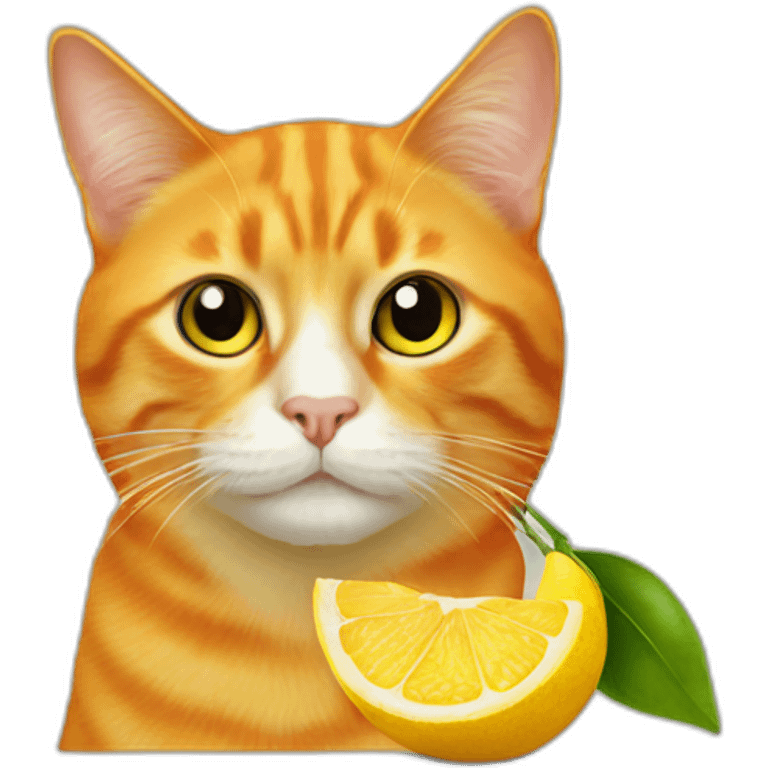 orange cat over a lemon emoji