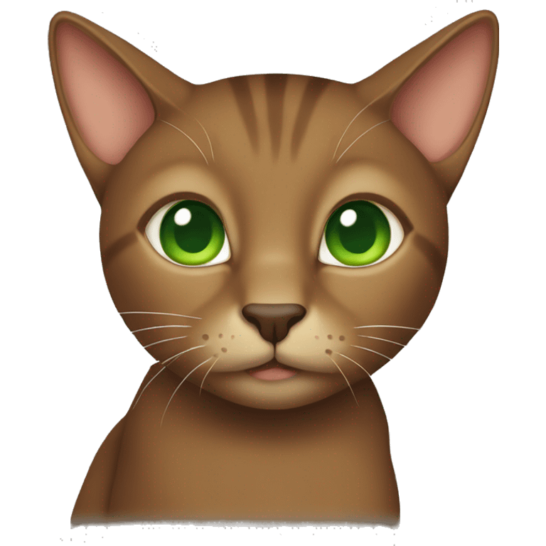 Brown cat with green eyes and pointy ears emoji