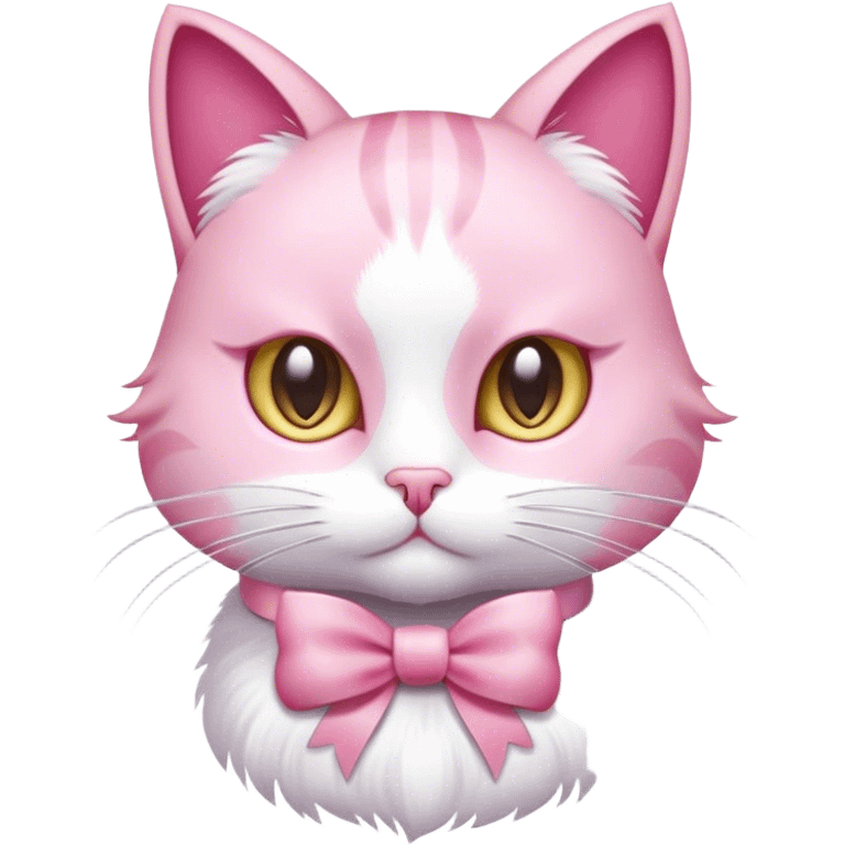 Pink cat with a white bow emoji