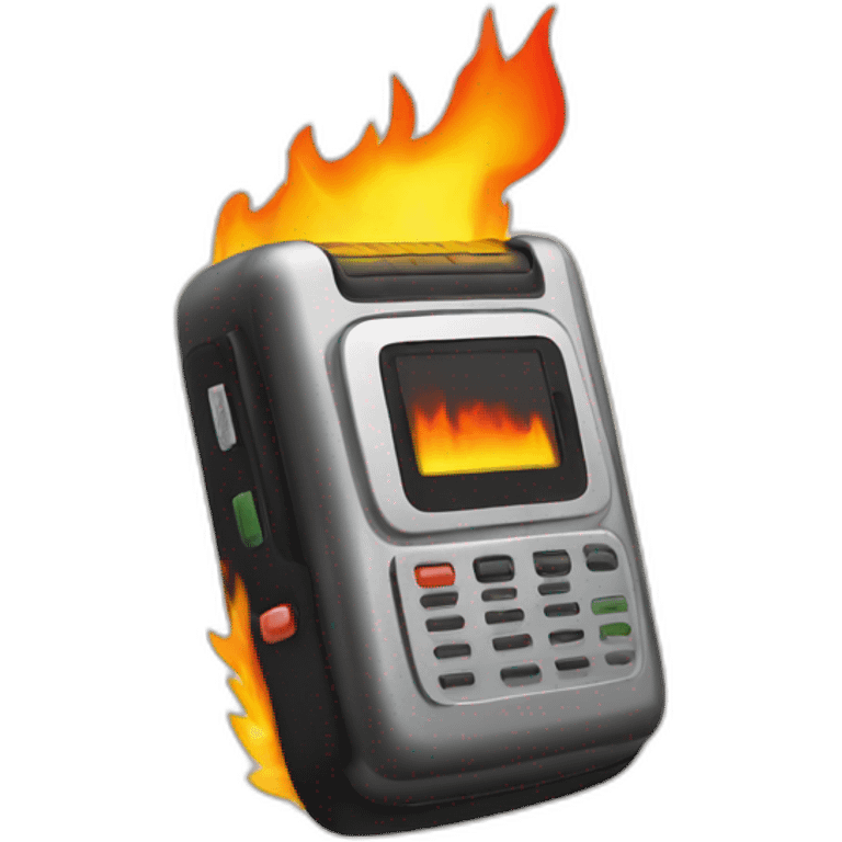 beeper pager emoji on fire emoji