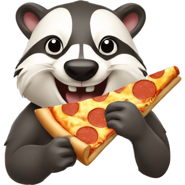 badger eating pizza smiling with thumbs up emoji